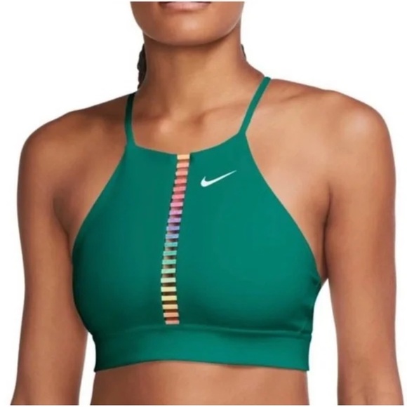 Nike Green Rainbow Ladder Indy Sports Bra Medium - Picture 2 of 8